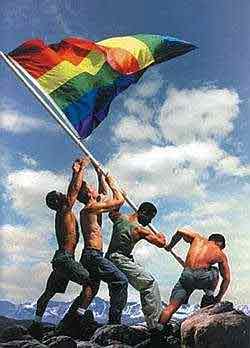 rainbow flag raising